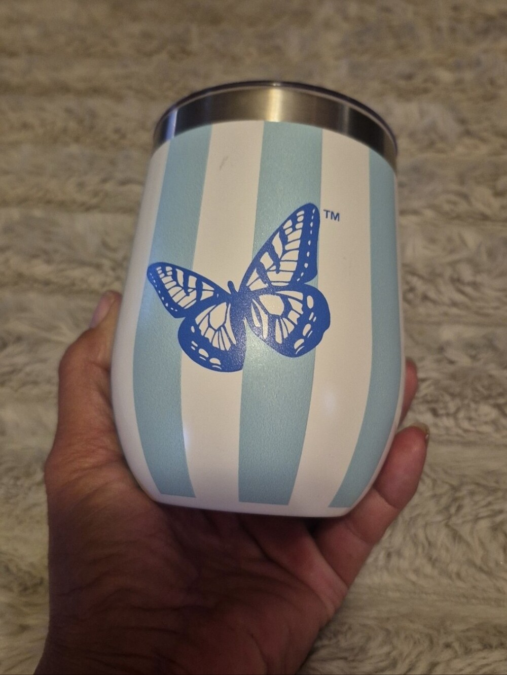 Dolly Parton 12oz Butterfly Striped Wine Tumbler